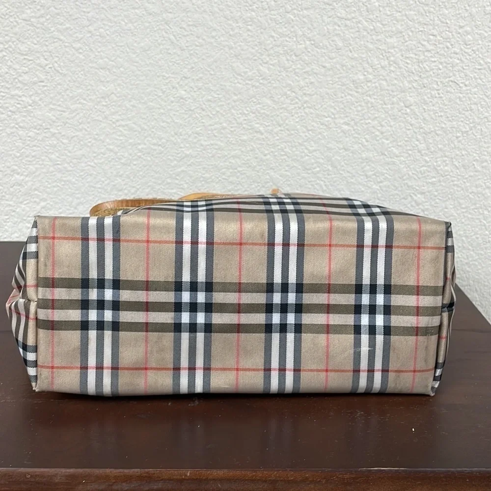 Burberry London Nylon Tote Bag Nova Check Haymarket Beige Tan Shopper Minimalist - Picture 6 of 15
